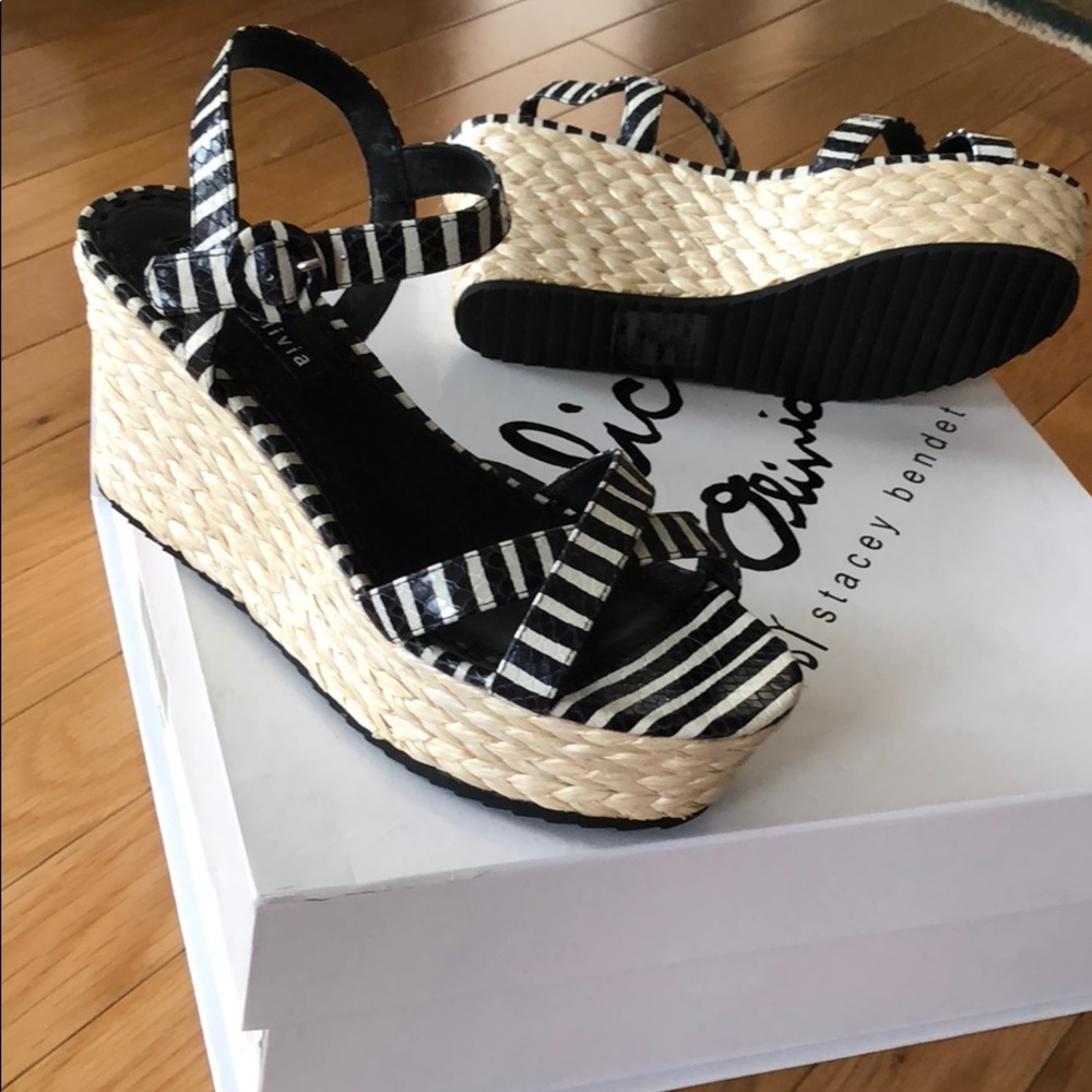 Alice and Olivia - “Rachel” B&W platform sandals